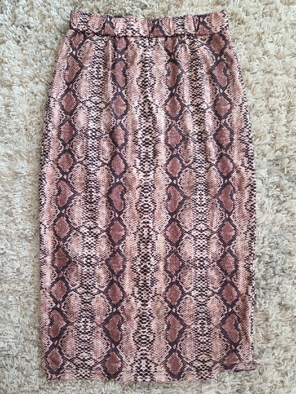 SHEIN Pink and Brown Snake-Print Pencil Skirt